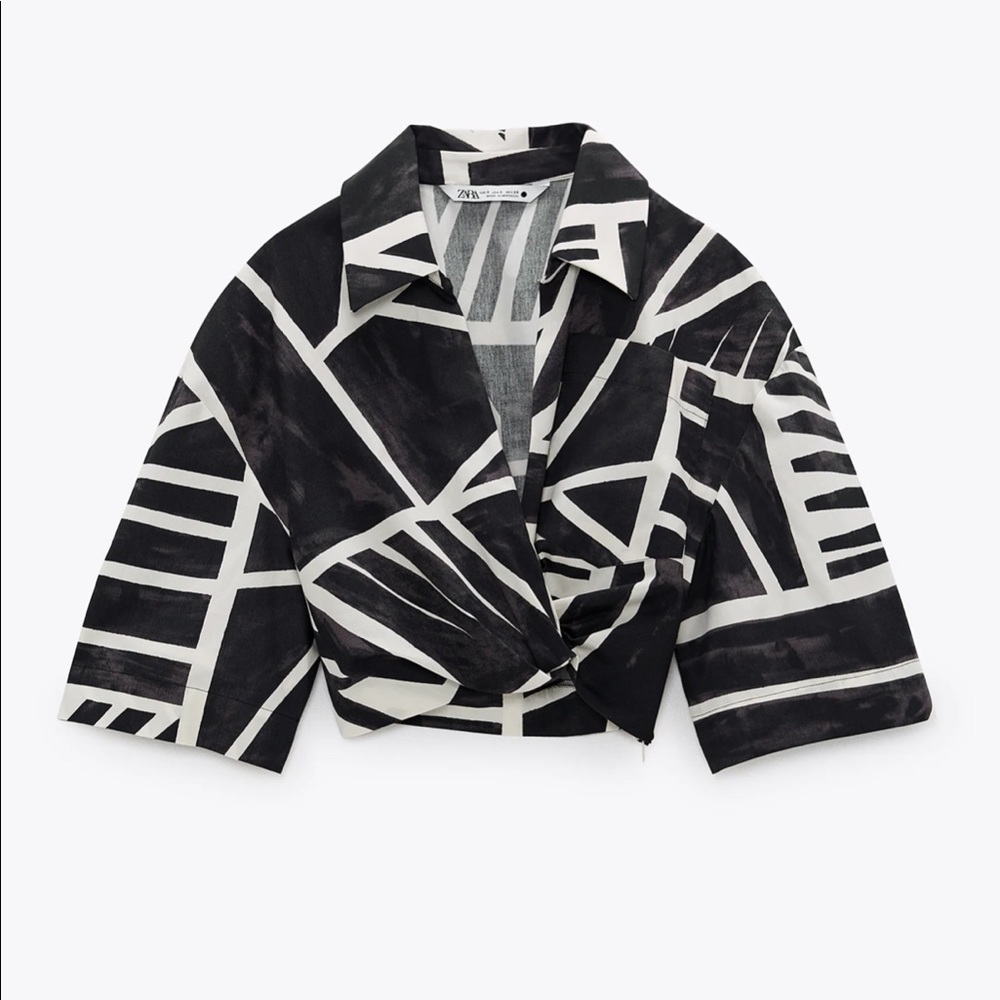 NWT Zara Cropped Print Top